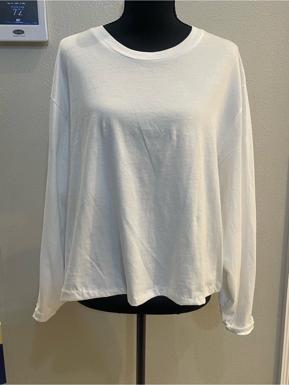 Classic White Long-Sleeve Mens Top